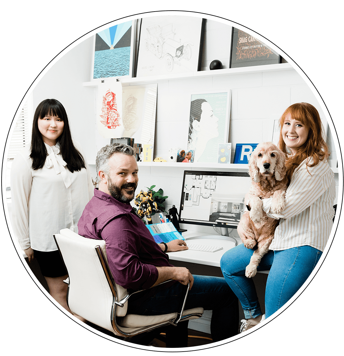 The Steady Studio team; Rebecca, Ryan, Rachael and Holly Dog | Photo By: Mateus Studios